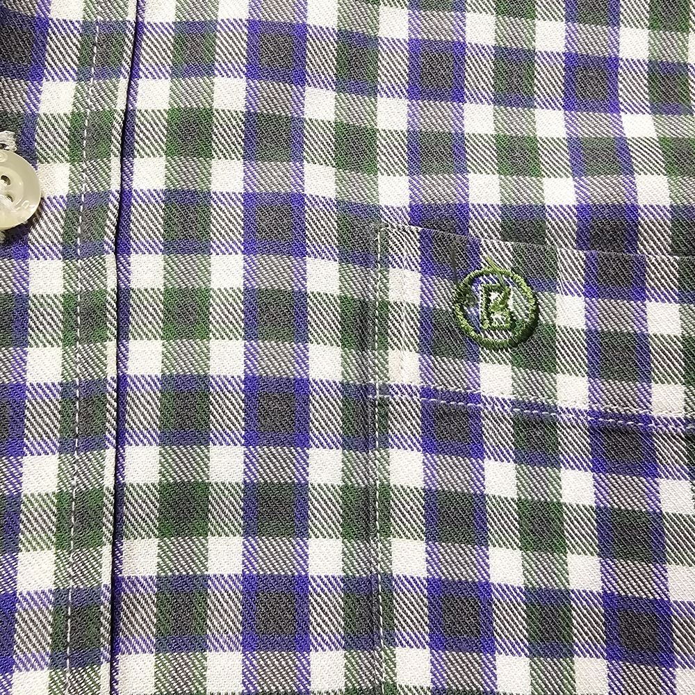 Bogner Purple Plaid Button Down Long Sleeve Shirt Mens Size 43 100%cotton